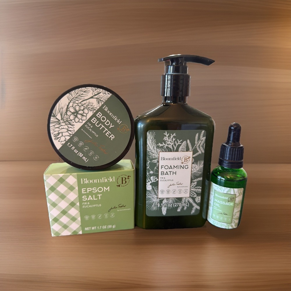 Bloomfield Relaxing Body Collection Spa‎ Gift Set Eucalyptus Fir 4 Piece New